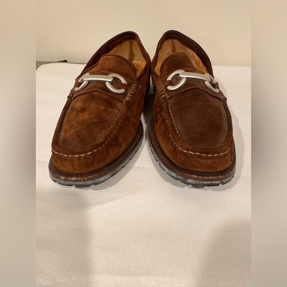 Santoni Brown Suede Horsebit Slip on Loafers Size 9, NEW main image 8